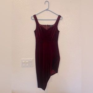 Velvet Short Dress-Maroon/Burgundy